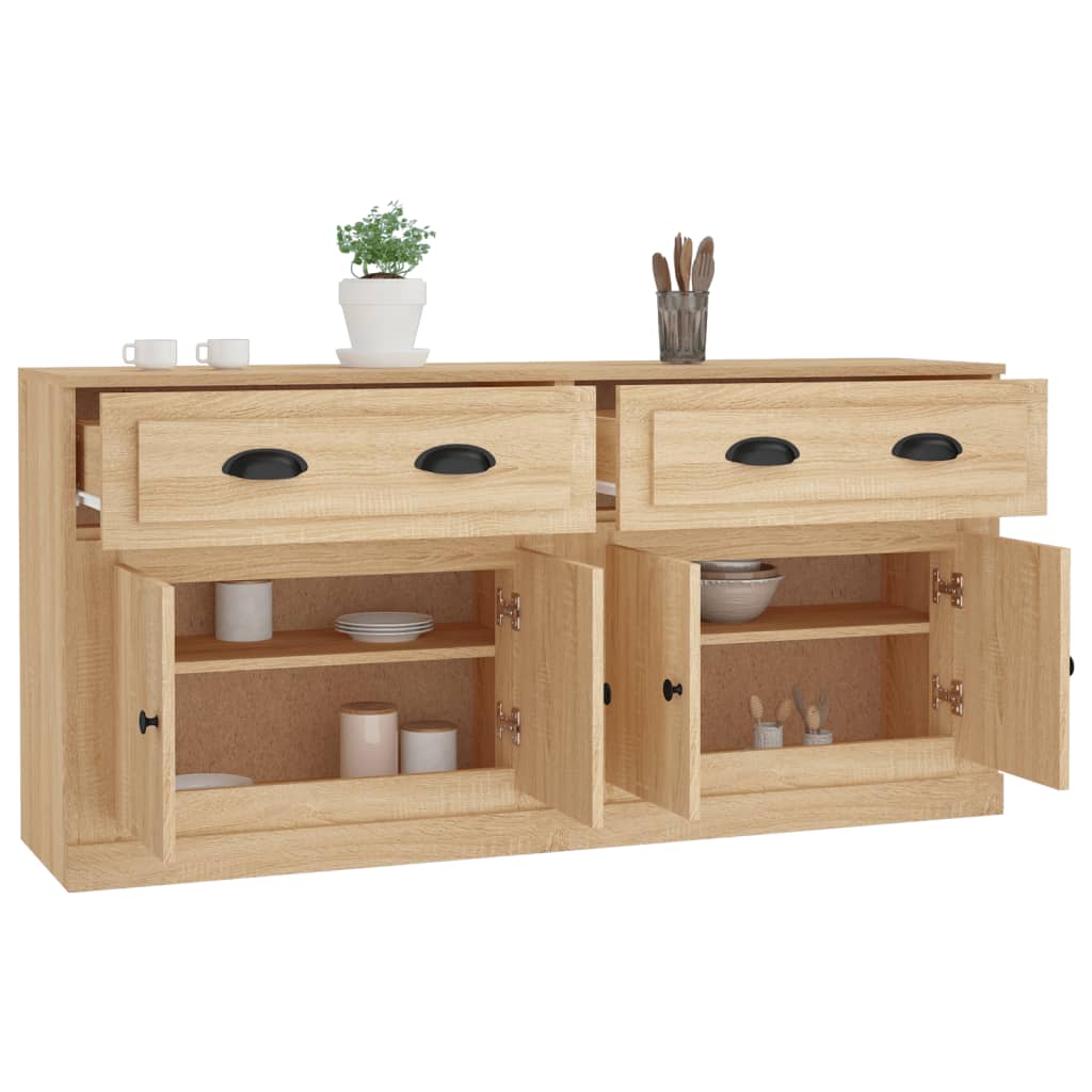 Dressoirs 2 st bewerkt hout sonoma eikenkleurig is nu te koop bij PeponiXL, paradijselijk wonen!