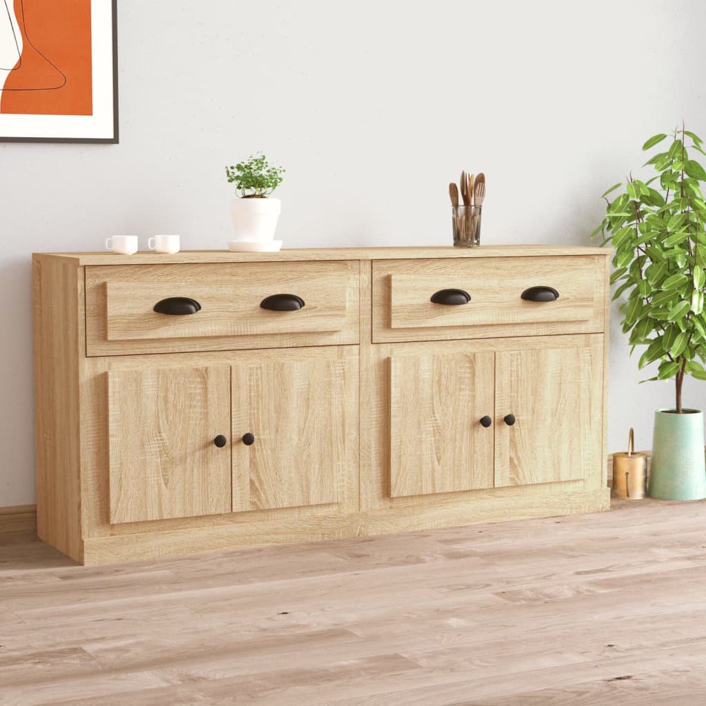 Dressoirs 2 st bewerkt hout sonoma eikenkleurig is nu te koop bij PeponiXL, paradijselijk wonen!