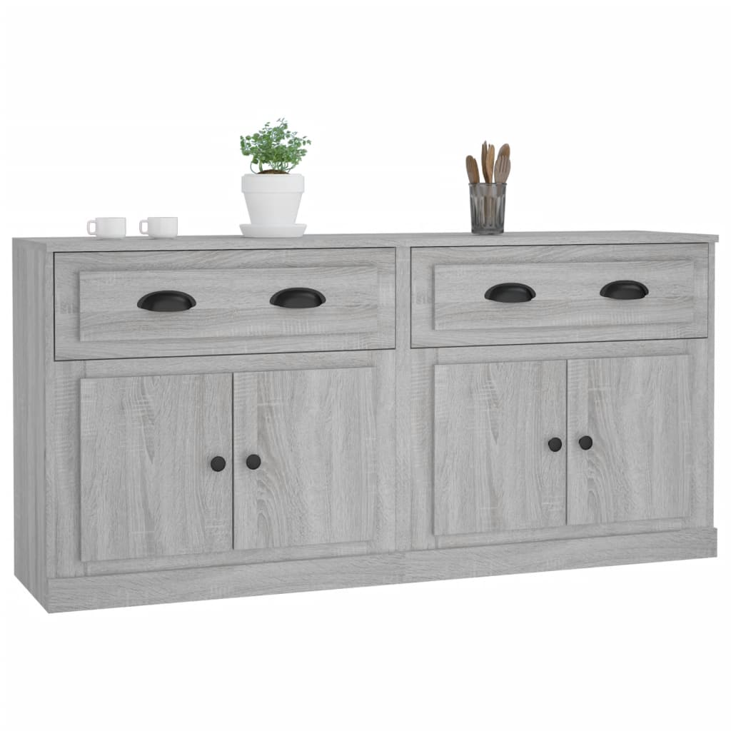 Dressoirs 2 st bewerkt hout grijs sonoma eikenkleurig is nu te koop bij PeponiXL, paradijselijk wonen!