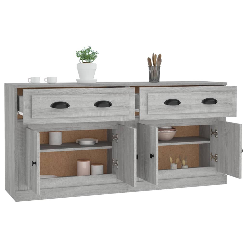 Dressoirs 2 st bewerkt hout grijs sonoma eikenkleurig is nu te koop bij PeponiXL, paradijselijk wonen!