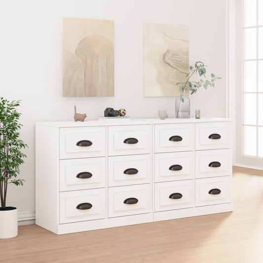 Dressoirs 2 st bewerkt hout hoogglans wit is nu te koop bij PeponiXL, paradijselijk wonen!