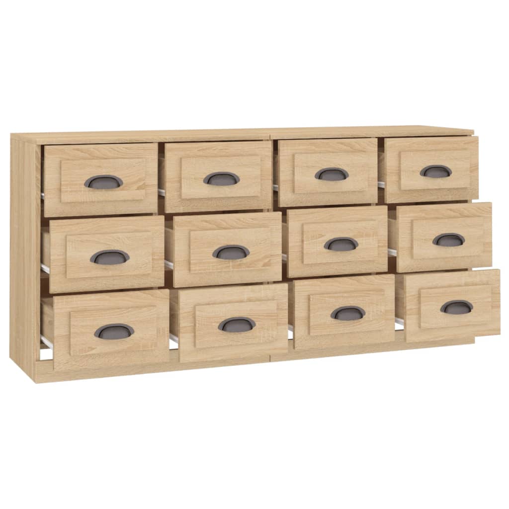 Dressoirs 2 st bewerkt hout sonoma eikenkleurig is nu te koop bij PeponiXL, paradijselijk wonen!