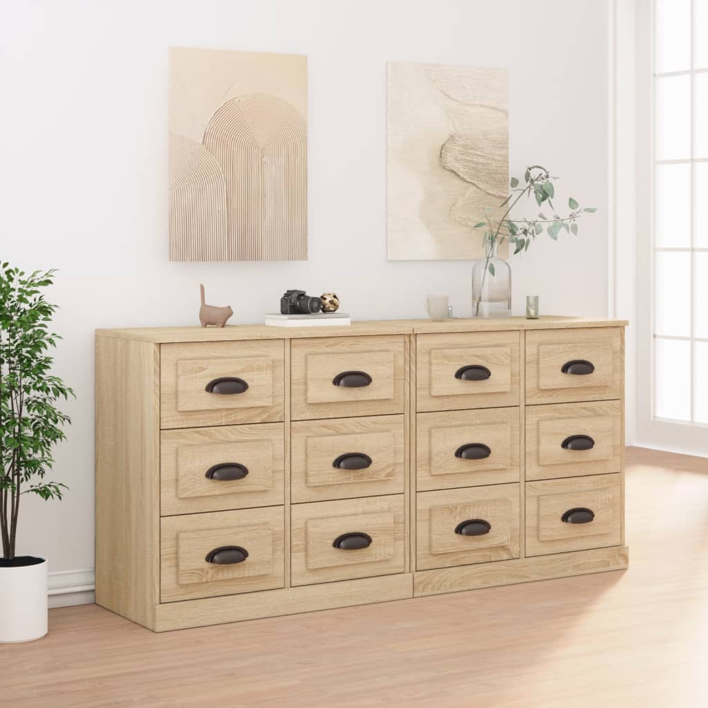 Dressoirs 2 st bewerkt hout sonoma eikenkleurig is nu te koop bij PeponiXL, paradijselijk wonen!
