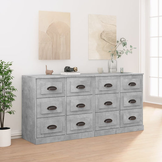 Dressoirs 2 st bewerkt hout betongrijs is nu te koop bij PeponiXL, paradijselijk wonen!