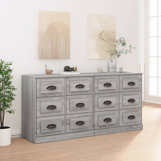 Dressoirs 2 st bewerkt hout grijs sonoma eikenkleurig is nu te koop bij PeponiXL, paradijselijk wonen!