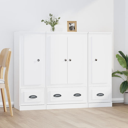 Hoge kasten 3 st bewerkt hout wit is nu te koop bij PeponiXL, paradijselijk wonen!