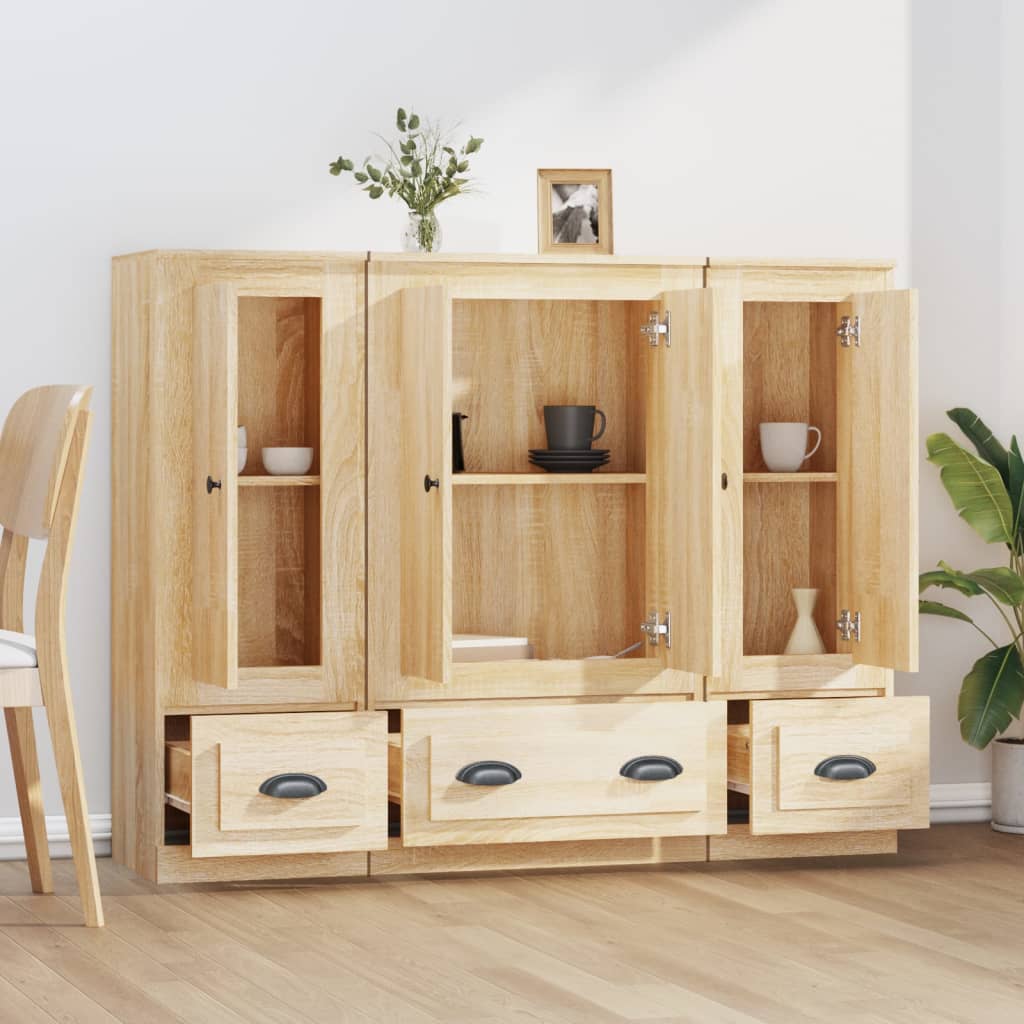 Hoge kasten 3 st bewerkt hout sonoma eikenkleurig is nu te koop bij PeponiXL, paradijselijk wonen!