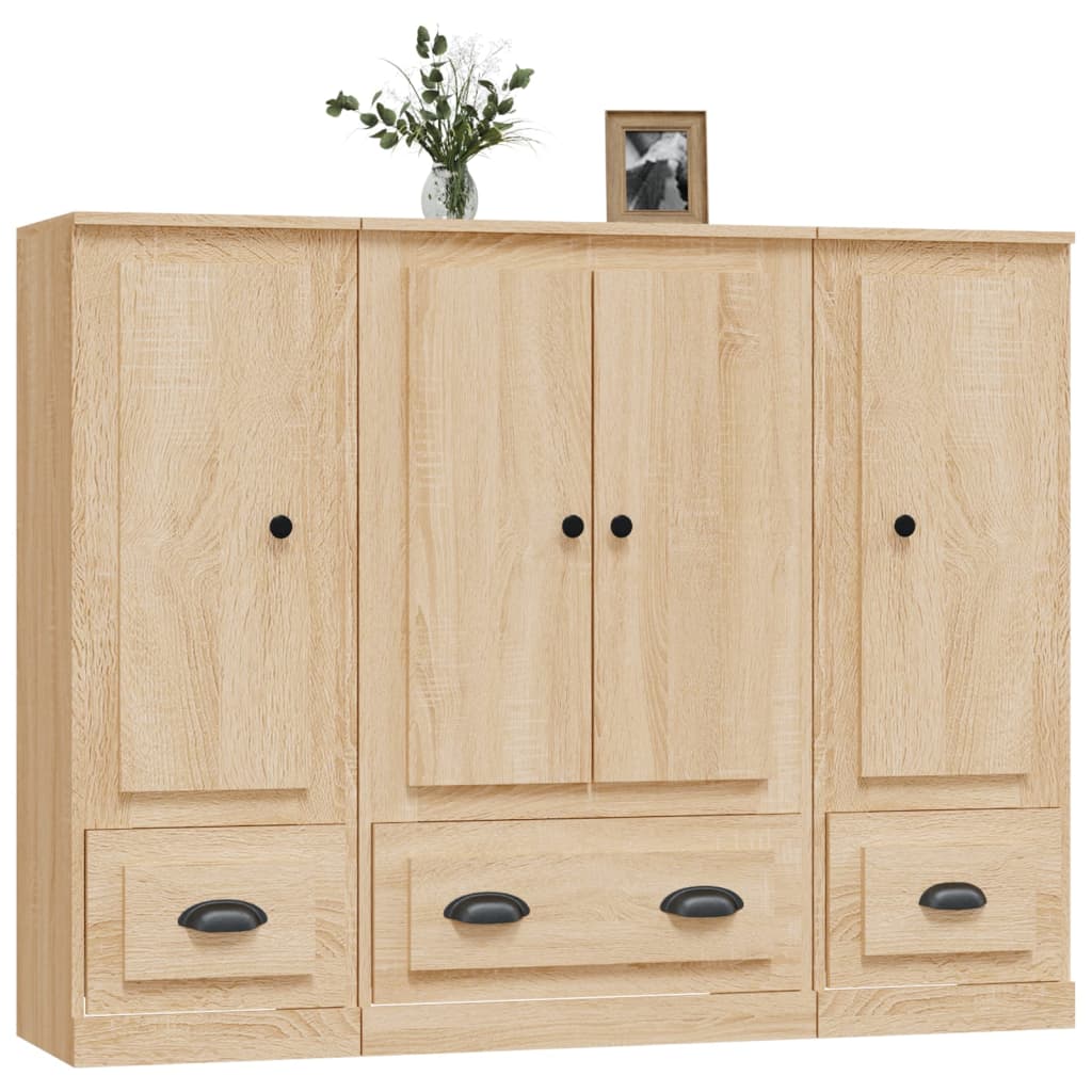 Hoge kasten 3 st bewerkt hout sonoma eikenkleurig is nu te koop bij PeponiXL, paradijselijk wonen!