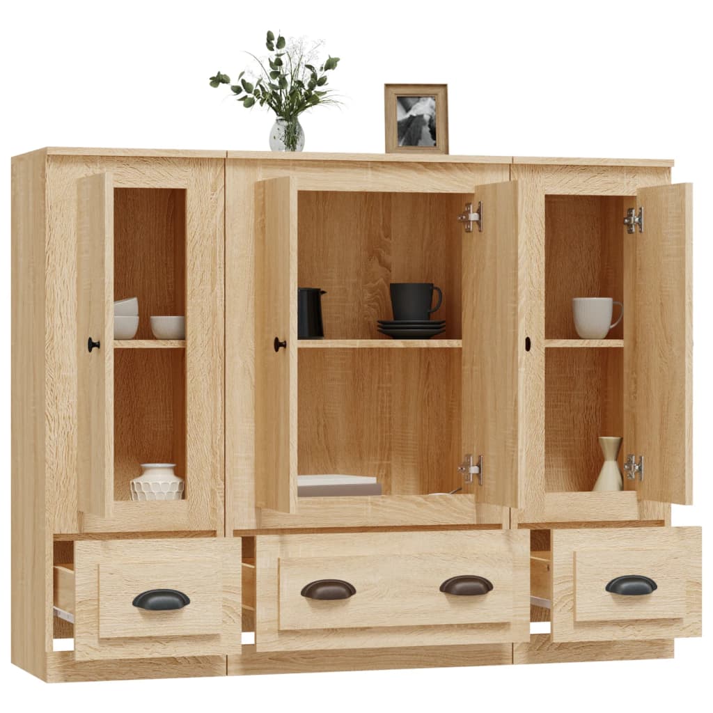 Hoge kasten 3 st bewerkt hout sonoma eikenkleurig is nu te koop bij PeponiXL, paradijselijk wonen!