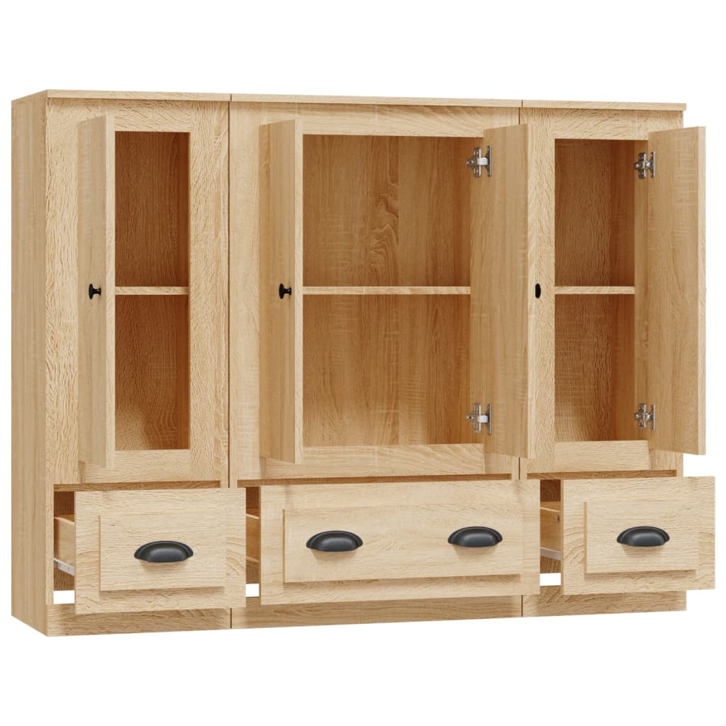 Hoge kasten 3 st bewerkt hout sonoma eikenkleurig is nu te koop bij PeponiXL, paradijselijk wonen!