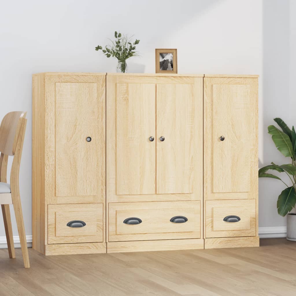 Hoge kasten 3 st bewerkt hout sonoma eikenkleurig is nu te koop bij PeponiXL, paradijselijk wonen!