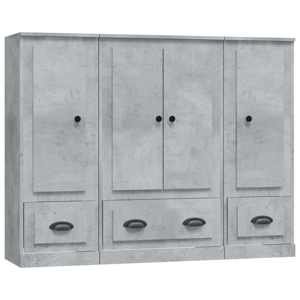 Hoge kasten 3 st bewerkt hout betongrijs is nu te koop bij PeponiXL, paradijselijk wonen!