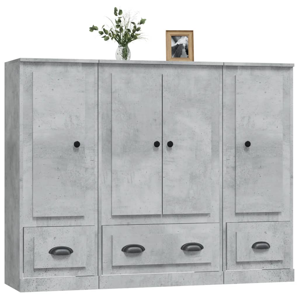 Hoge kasten 3 st bewerkt hout betongrijs is nu te koop bij PeponiXL, paradijselijk wonen!