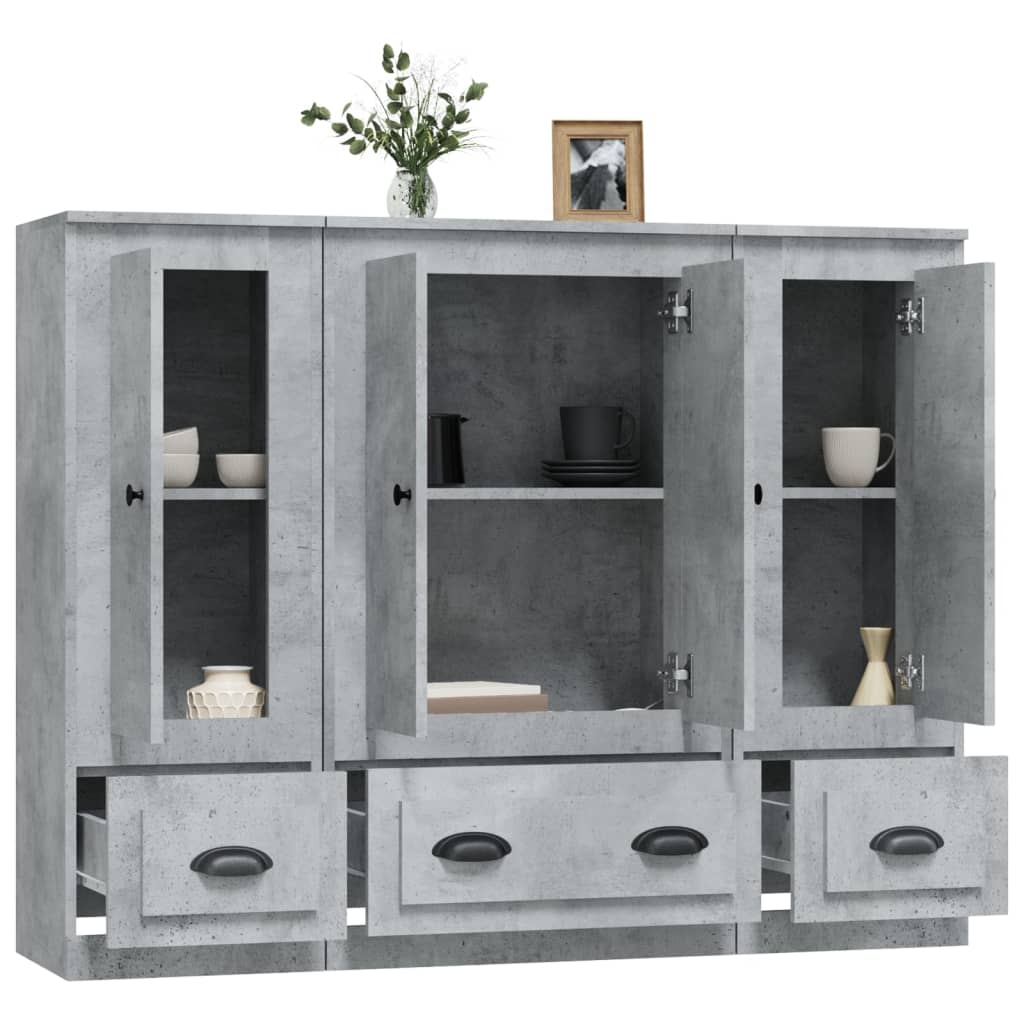 Hoge kasten 3 st bewerkt hout betongrijs is nu te koop bij PeponiXL, paradijselijk wonen!