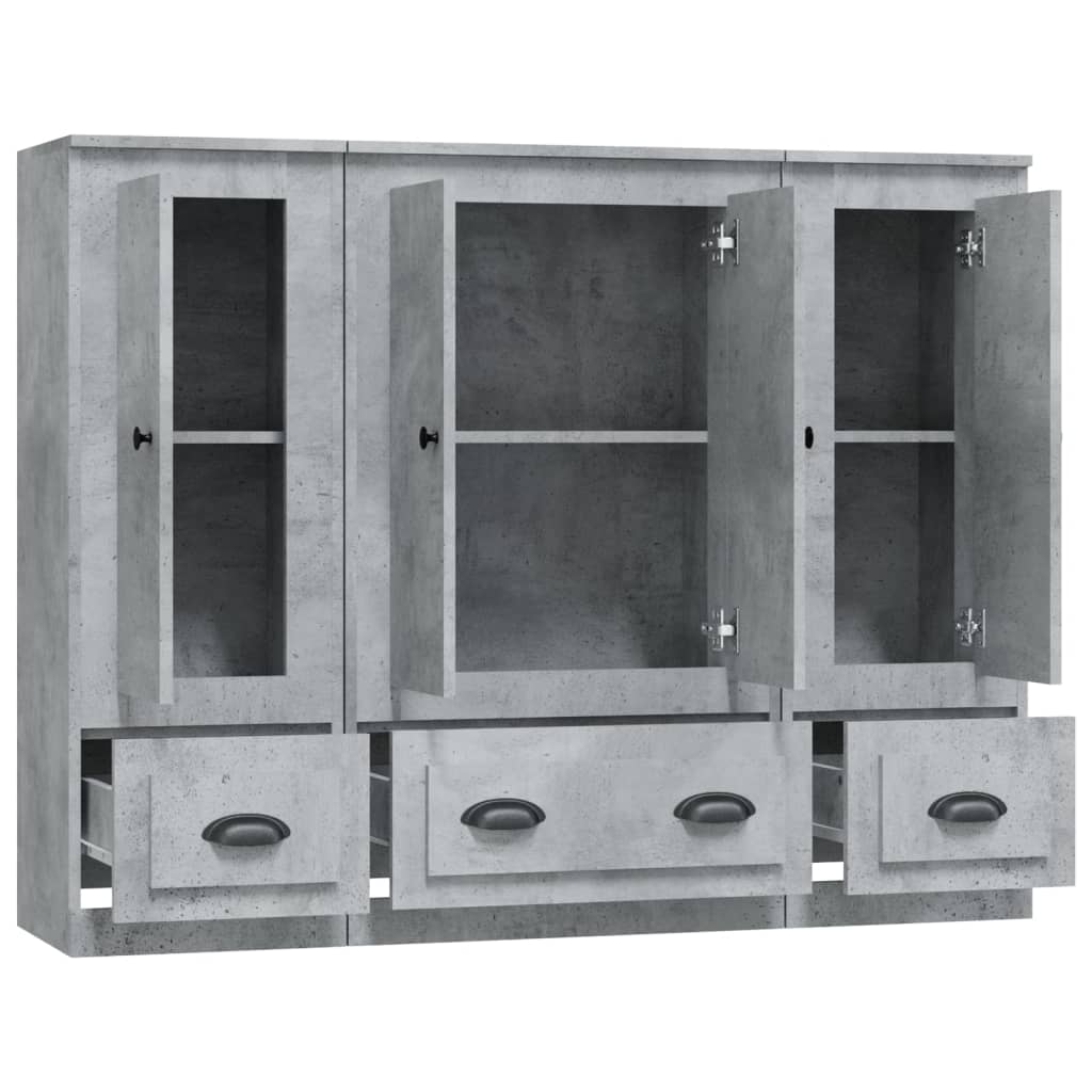 Hoge kasten 3 st bewerkt hout betongrijs is nu te koop bij PeponiXL, paradijselijk wonen!