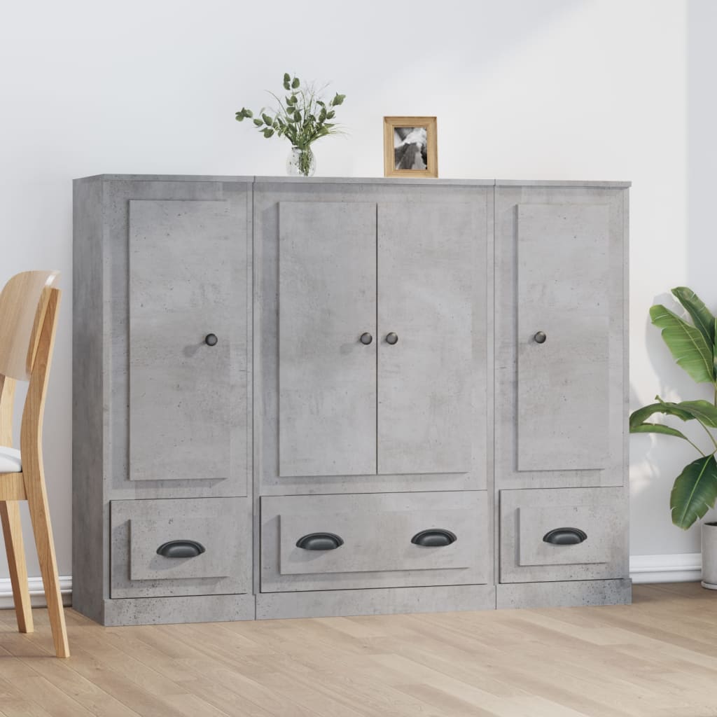 Hoge kasten 3 st bewerkt hout betongrijs is nu te koop bij PeponiXL, paradijselijk wonen!