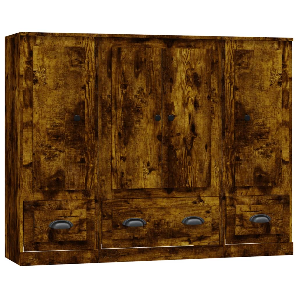 Hoge kasten 3 st bewerkt hout gerookt eikenkleurig is nu te koop bij PeponiXL, paradijselijk wonen!