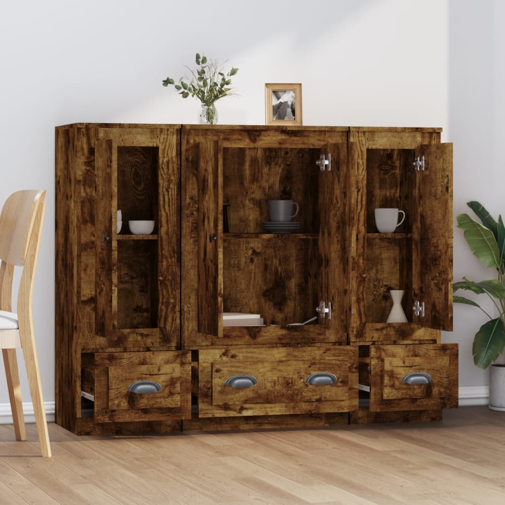 Hoge kasten 3 st bewerkt hout gerookt eikenkleurig is nu te koop bij PeponiXL, paradijselijk wonen!