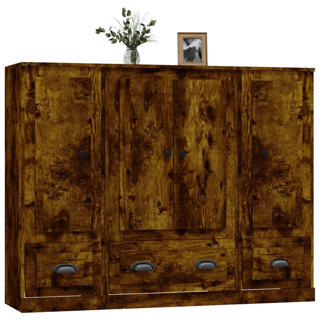 Hoge kasten 3 st bewerkt hout gerookt eikenkleurig is nu te koop bij PeponiXL, paradijselijk wonen!