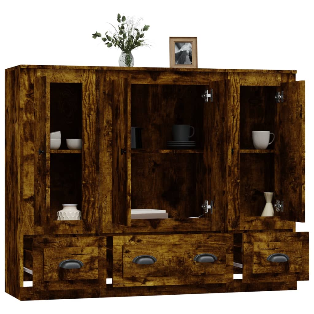 Hoge kasten 3 st bewerkt hout gerookt eikenkleurig is nu te koop bij PeponiXL, paradijselijk wonen!