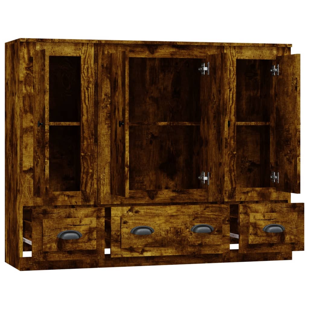 Hoge kasten 3 st bewerkt hout gerookt eikenkleurig is nu te koop bij PeponiXL, paradijselijk wonen!