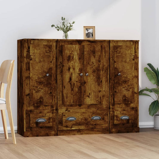 Hoge kasten 3 st bewerkt hout gerookt eikenkleurig is nu te koop bij PeponiXL, paradijselijk wonen!