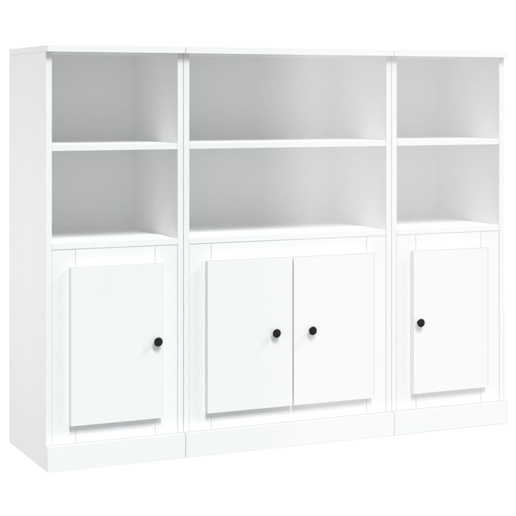 Hoge kasten 3 st bewerkt hout wit is nu te koop bij PeponiXL, paradijselijk wonen!