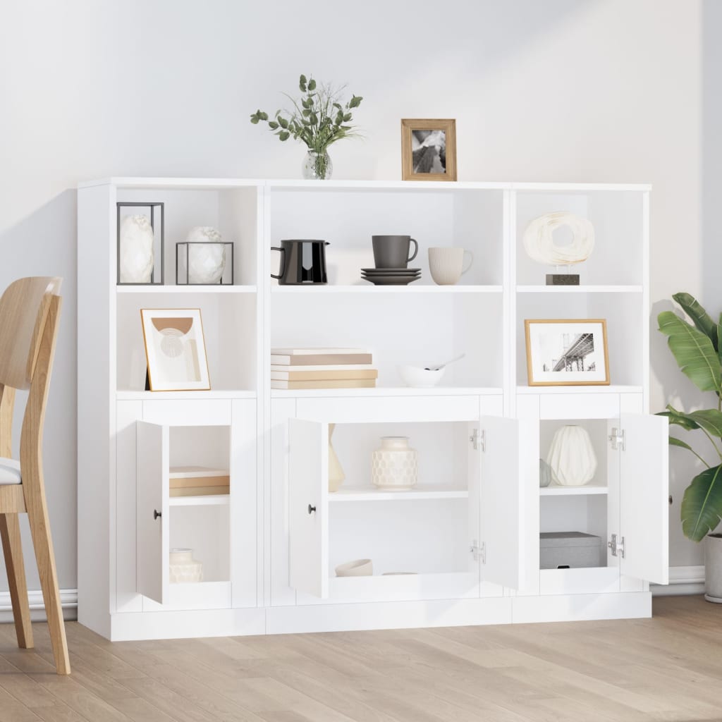 Hoge kasten 3 st bewerkt hout wit is nu te koop bij PeponiXL, paradijselijk wonen!