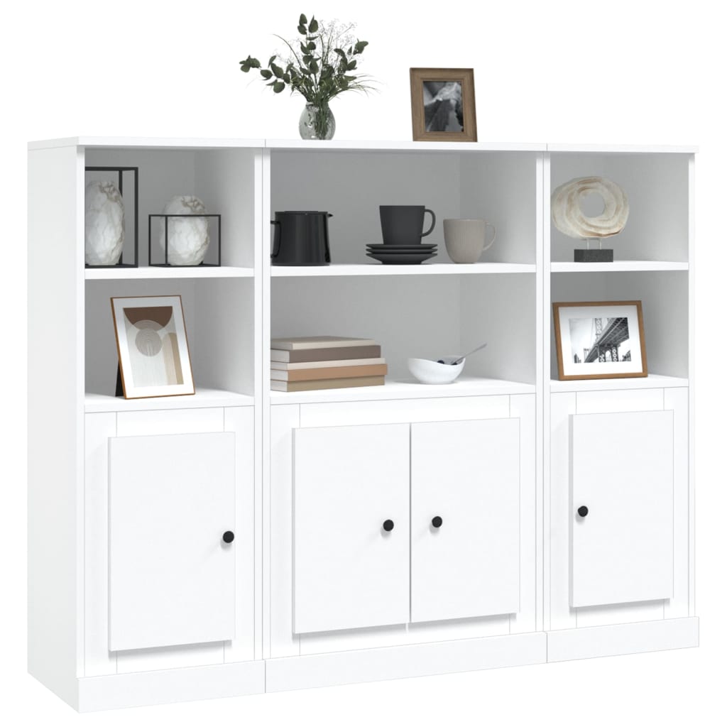 Hoge kasten 3 st bewerkt hout wit is nu te koop bij PeponiXL, paradijselijk wonen!