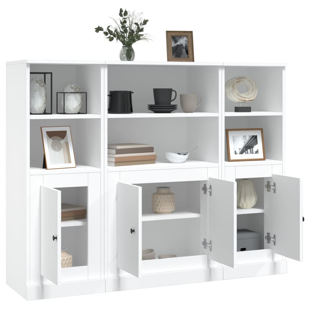 Hoge kasten 3 st bewerkt hout wit is nu te koop bij PeponiXL, paradijselijk wonen!