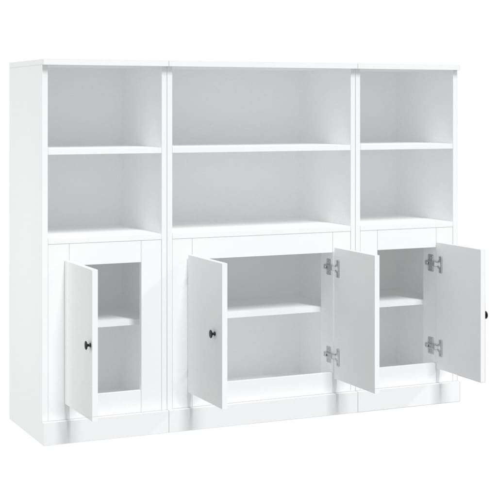 Hoge kasten 3 st bewerkt hout wit is nu te koop bij PeponiXL, paradijselijk wonen!