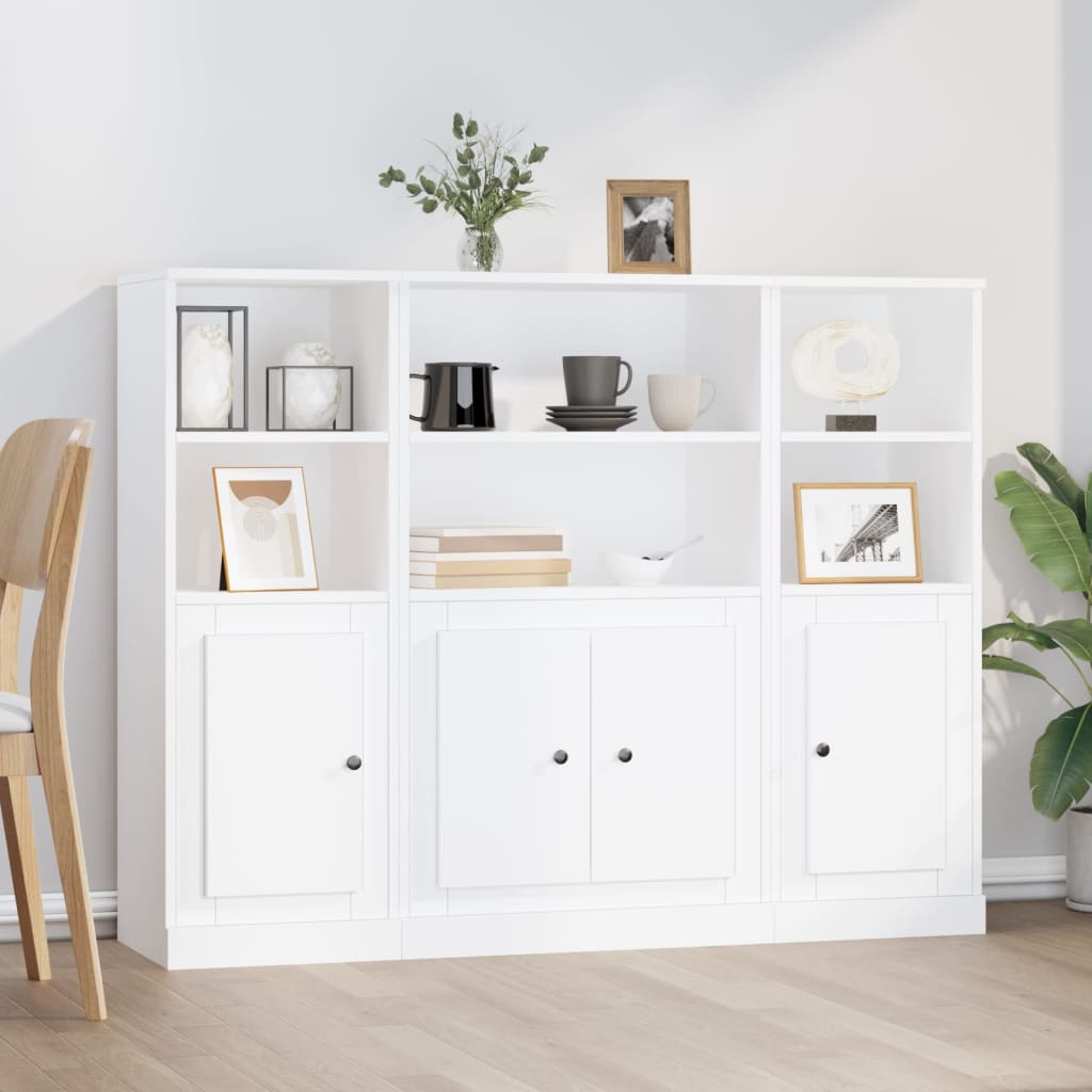 Hoge kasten 3 st bewerkt hout wit is nu te koop bij PeponiXL, paradijselijk wonen!