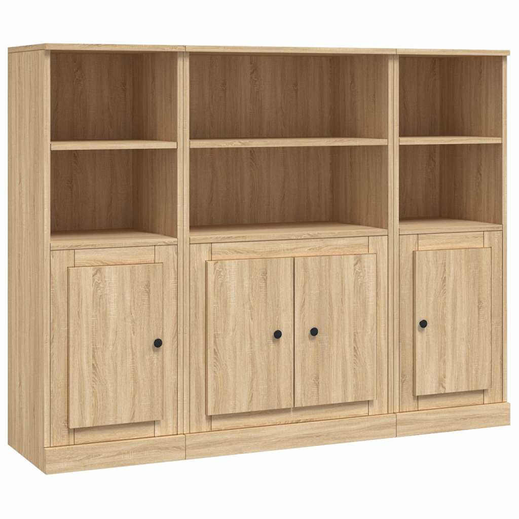 Hoge kasten 3 st bewerkt hout sonoma eikenkleurig is nu te koop bij PeponiXL, paradijselijk wonen!