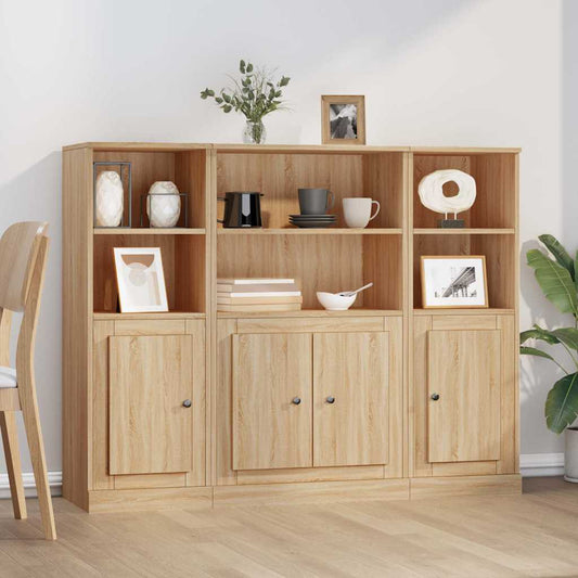 Hoge kasten 3 st bewerkt hout sonoma eikenkleurig is nu te koop bij PeponiXL, paradijselijk wonen!