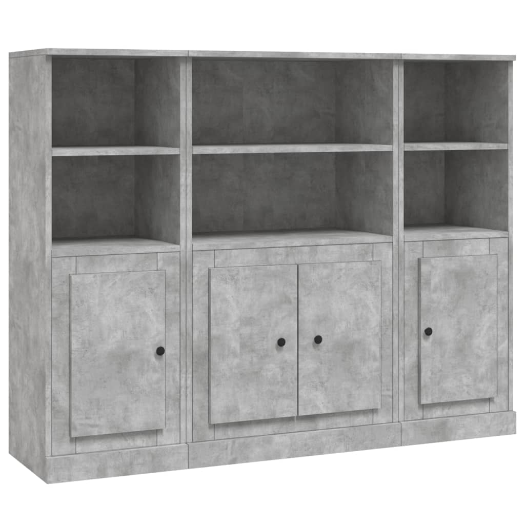 Hoge kasten 3 st bewerkt hout betongrijs is nu te koop bij PeponiXL, paradijselijk wonen!