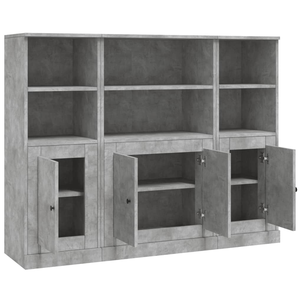 Hoge kasten 3 st bewerkt hout betongrijs is nu te koop bij PeponiXL, paradijselijk wonen!
