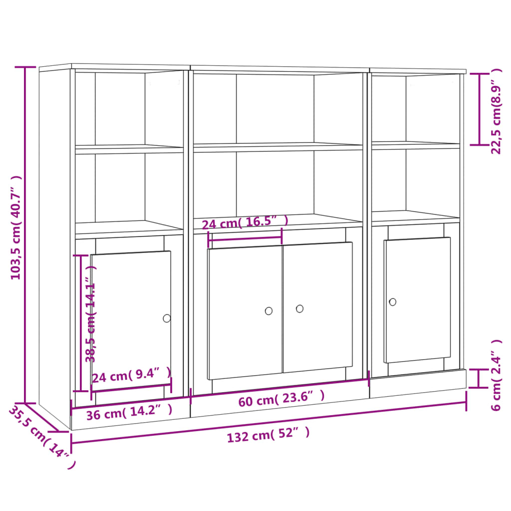 Hoge kasten 3 st bewerkt hout betongrijs is nu te koop bij PeponiXL, paradijselijk wonen!