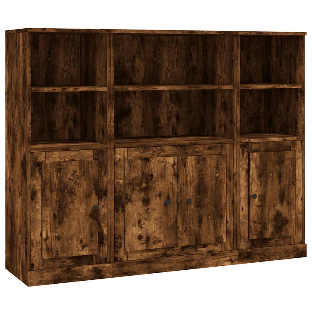 Hoge kasten 3 st bewerkt hout gerookt eikenkleurig is nu te koop bij PeponiXL, paradijselijk wonen!
