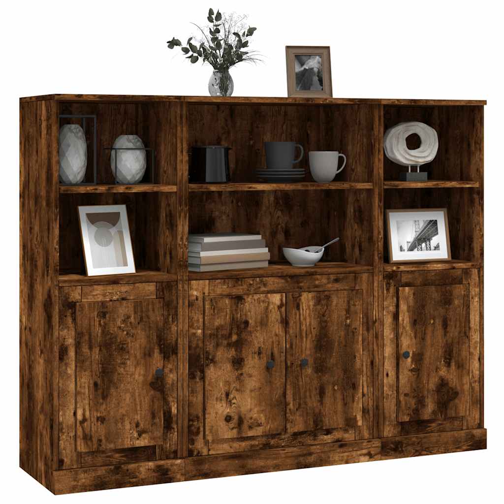 Hoge kasten 3 st bewerkt hout gerookt eikenkleurig is nu te koop bij PeponiXL, paradijselijk wonen!