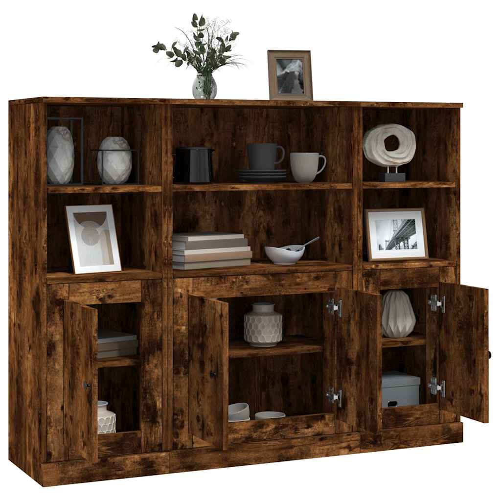 Hoge kasten 3 st bewerkt hout gerookt eikenkleurig is nu te koop bij PeponiXL, paradijselijk wonen!
