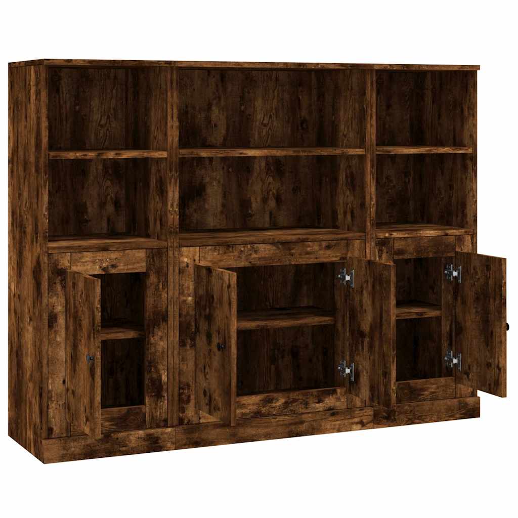 Hoge kasten 3 st bewerkt hout gerookt eikenkleurig is nu te koop bij PeponiXL, paradijselijk wonen!