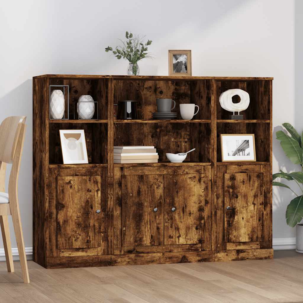 Hoge kasten 3 st bewerkt hout gerookt eikenkleurig is nu te koop bij PeponiXL, paradijselijk wonen!
