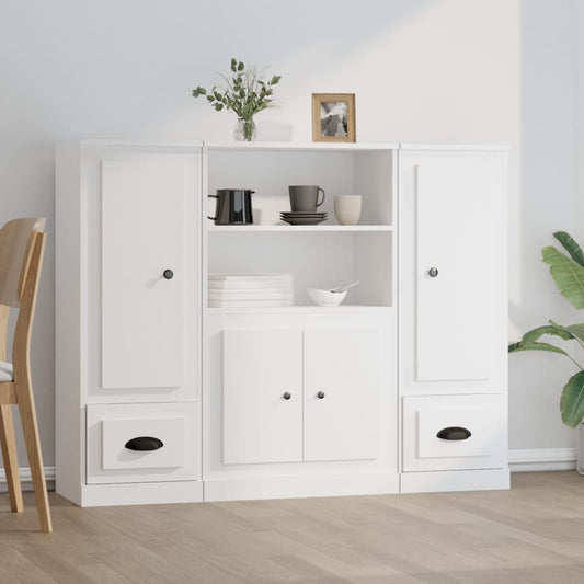 Hoge kasten 3 st bewerkt hout wit is nu te koop bij PeponiXL, paradijselijk wonen!
