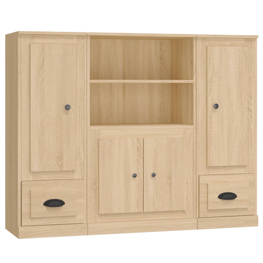 Hoge kasten 3 st bewerkt hout sonoma eikenkleurig is nu te koop bij PeponiXL, paradijselijk wonen!