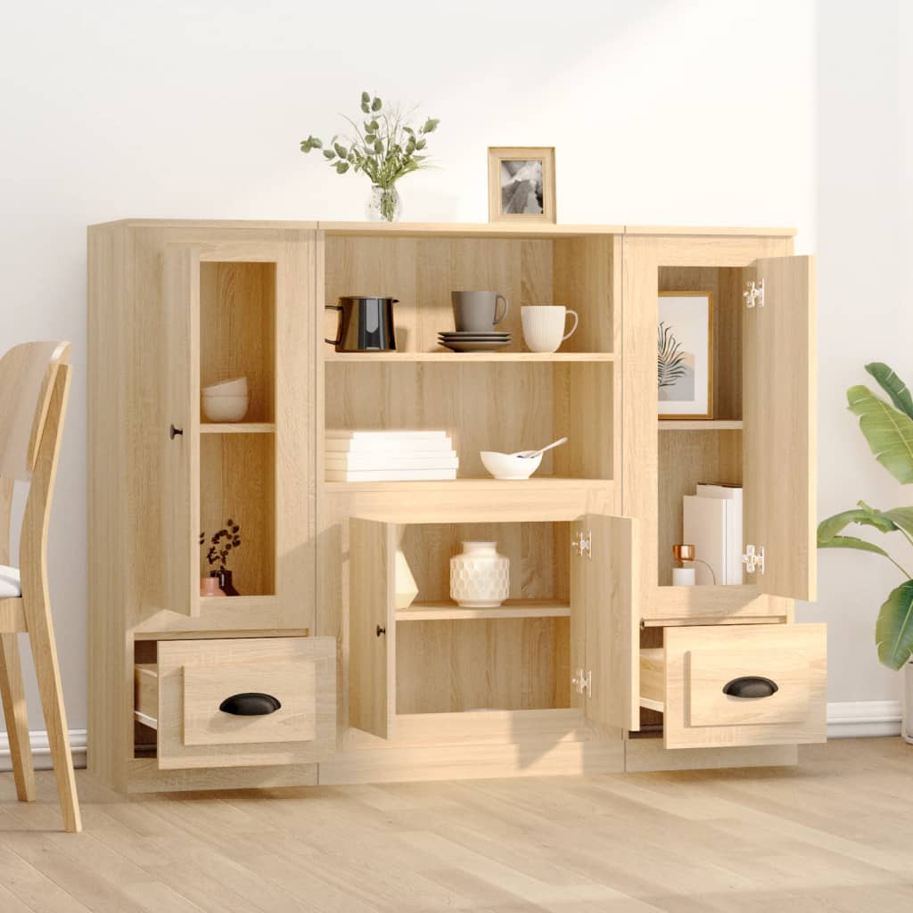 Hoge kasten 3 st bewerkt hout sonoma eikenkleurig is nu te koop bij PeponiXL, paradijselijk wonen!