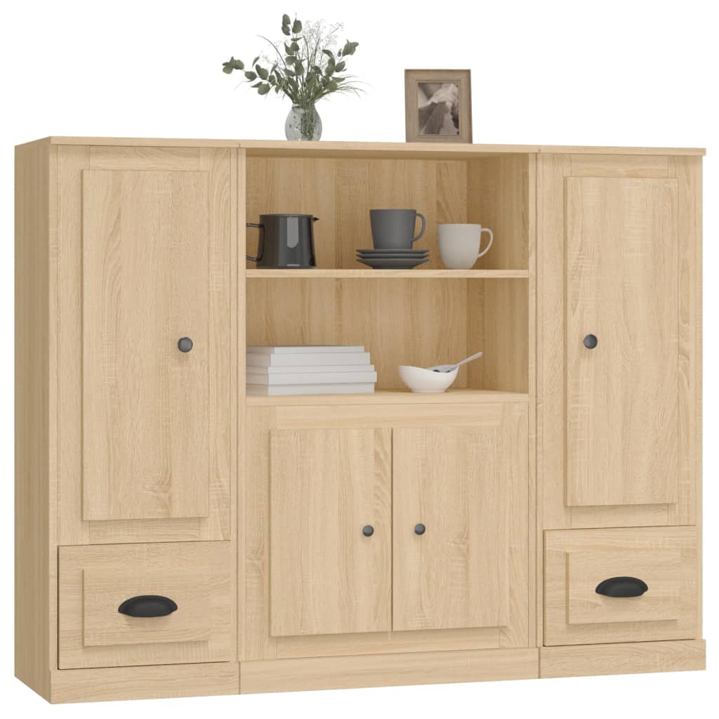 Hoge kasten 3 st bewerkt hout sonoma eikenkleurig is nu te koop bij PeponiXL, paradijselijk wonen!