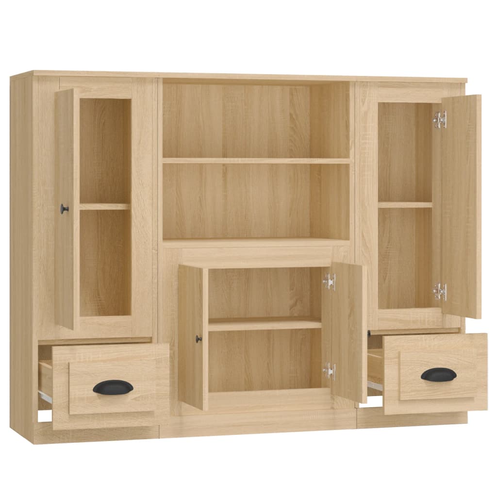Hoge kasten 3 st bewerkt hout sonoma eikenkleurig is nu te koop bij PeponiXL, paradijselijk wonen!