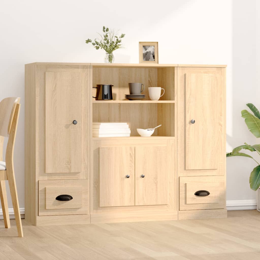 Hoge kasten 3 st bewerkt hout sonoma eikenkleurig is nu te koop bij PeponiXL, paradijselijk wonen!