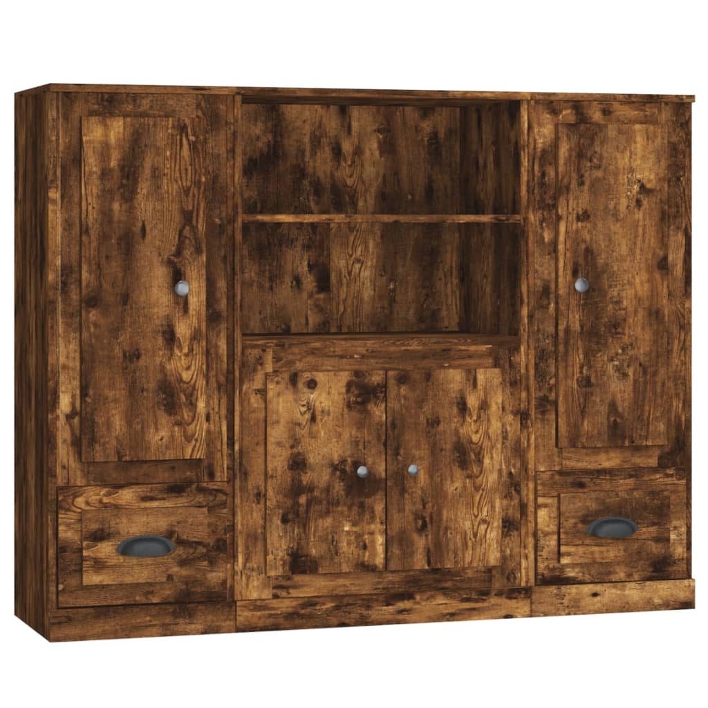 Hoge kasten 3 st bewerkt hout gerookt eikenkleurig is nu te koop bij PeponiXL, paradijselijk wonen!