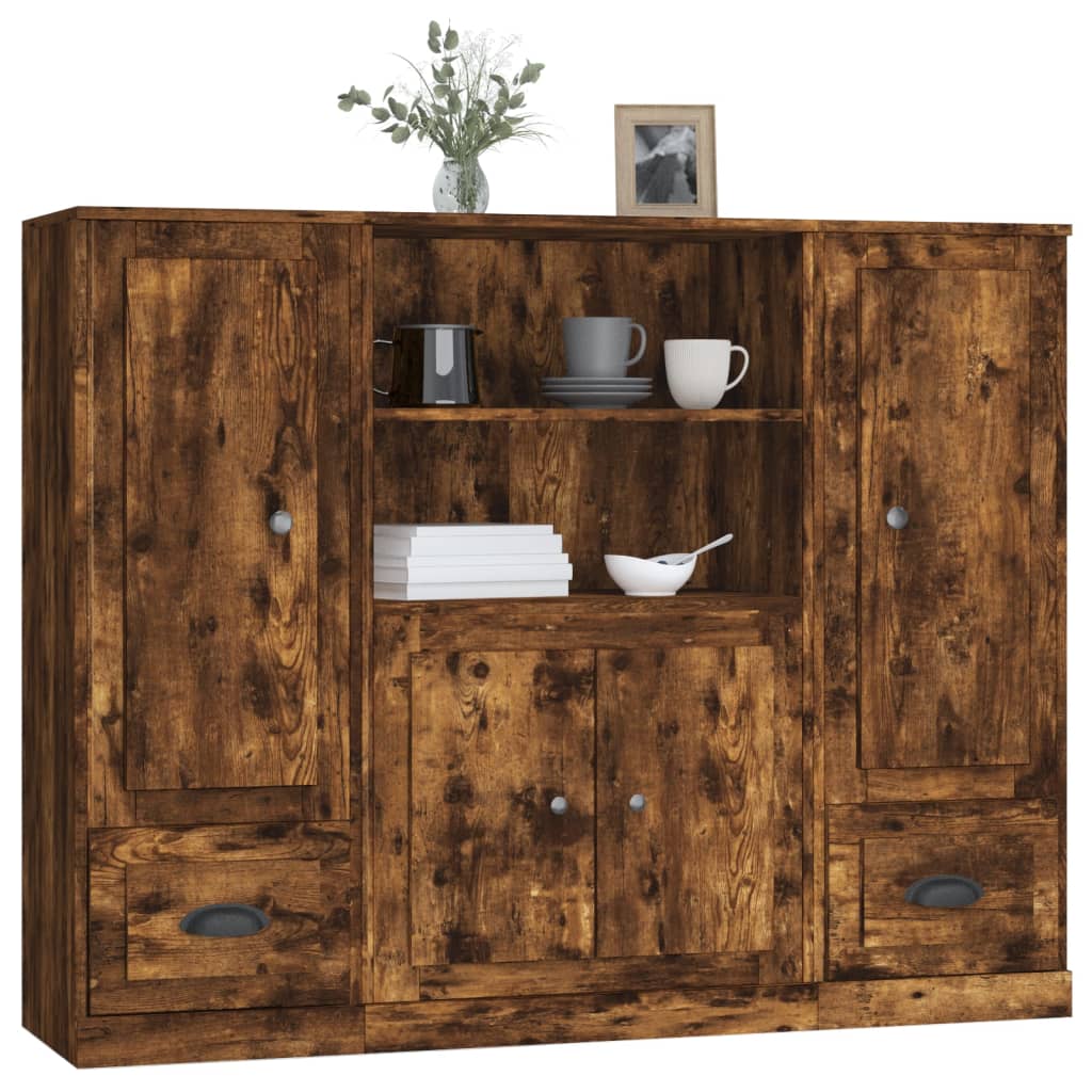 Hoge kasten 3 st bewerkt hout gerookt eikenkleurig is nu te koop bij PeponiXL, paradijselijk wonen!